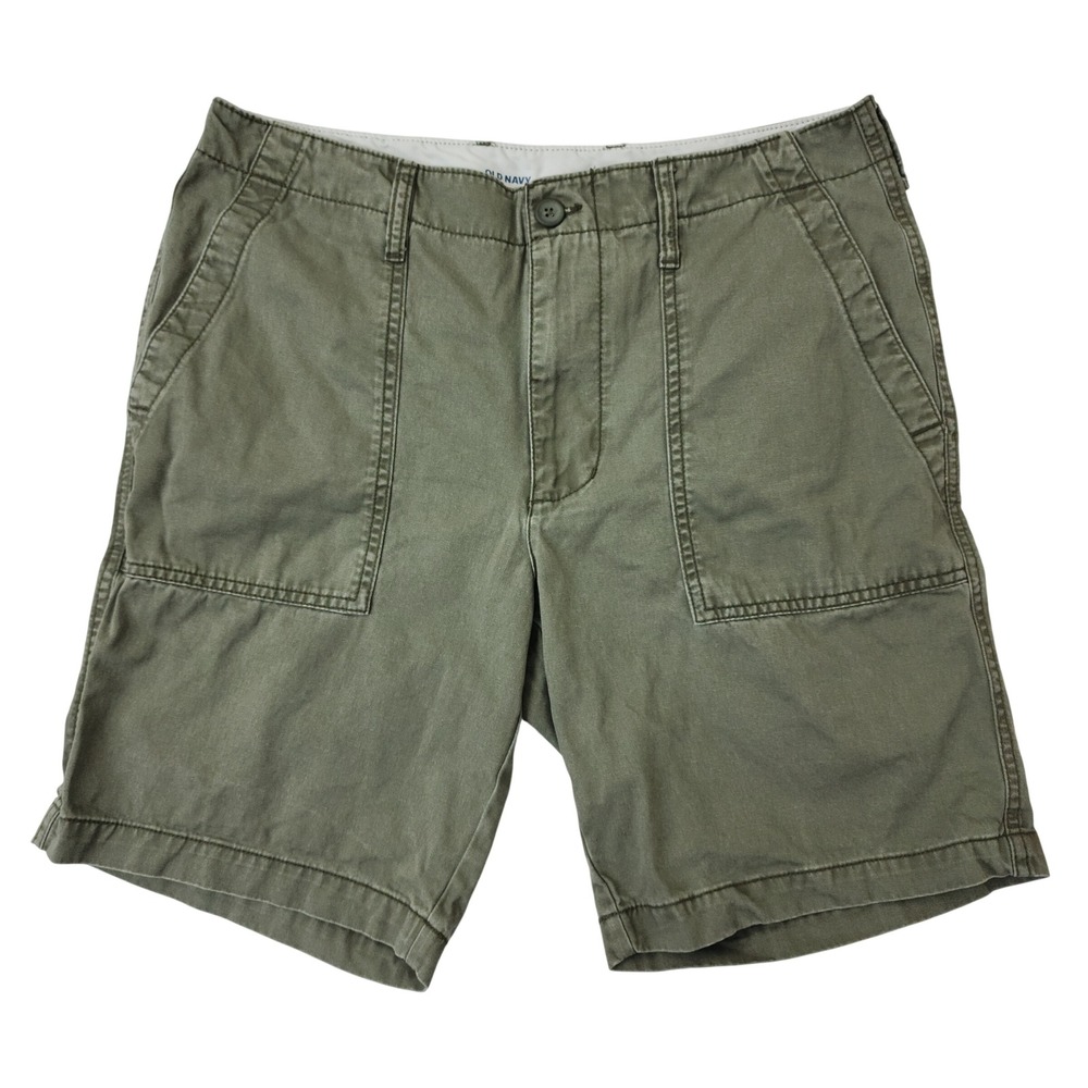 Old Navy Mens Lived-In Straight Shorts Olive Green Size 34 Cotton Twill Casual